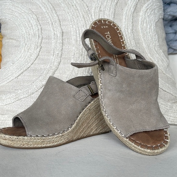 Toms Shoes - Desert Taupe Suede Women’s Monica Wedges